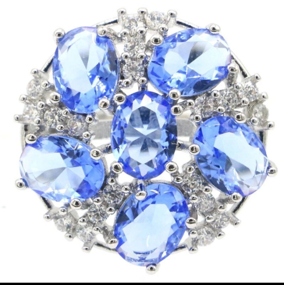 New Blue Violet Tanzanite CzSterling Silver Ring